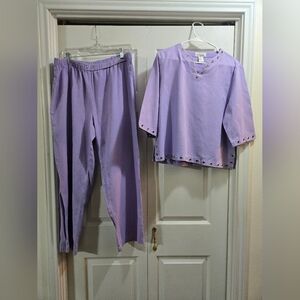 Selene Sport Lilac Eyelet Top & Pants 2 Pc Set